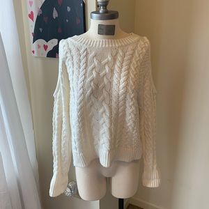 Cold Shoulder Cream Sweater